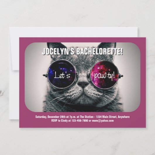 Uitnodiging voor Koele Kat Bachelorette Feest (Voorkant)