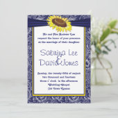 Uitnodiging voor koninklijke blauwe en gele zonneb (Staand voorkant)