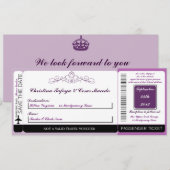 Uitnodiging voor koninklijke Paars om een wedstrij (Voorkant / Achterkant)