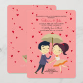 Uitnodiging voor koppel bruisfeest in Love (Voorkant / Achterkant)