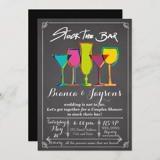 Uitnodiging voor koppelborrel: Bar vullen (Voorkant / Achterkant)