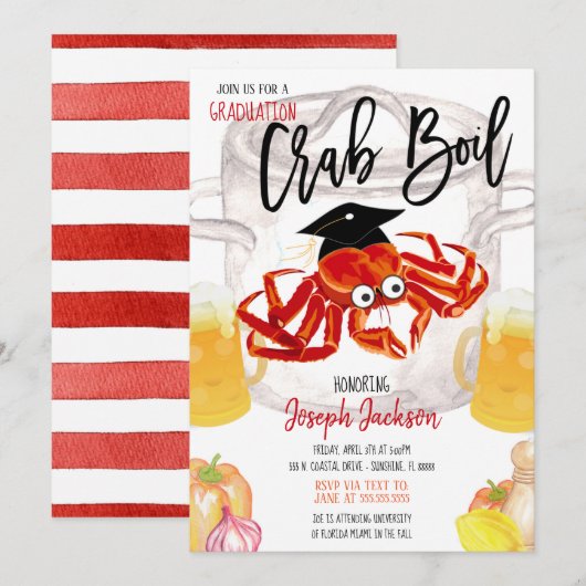 Uitnodiging voor krabben koken ter afsluiting (Voorkant / Achterkant)