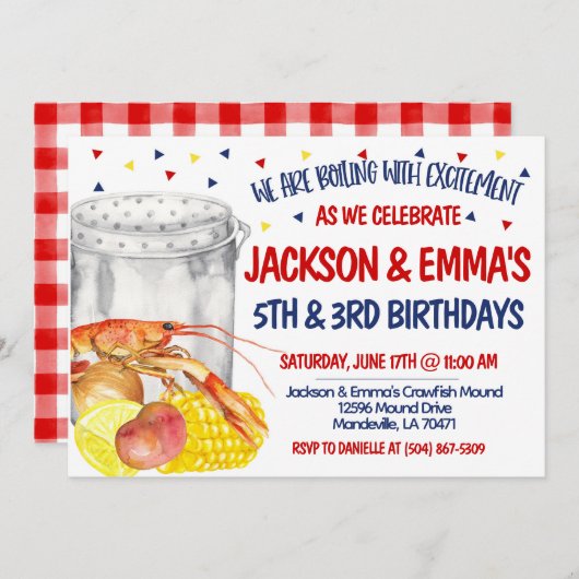 Uitnodiging voor kreeftfeest verjaardag (Voorkant / Achterkant)