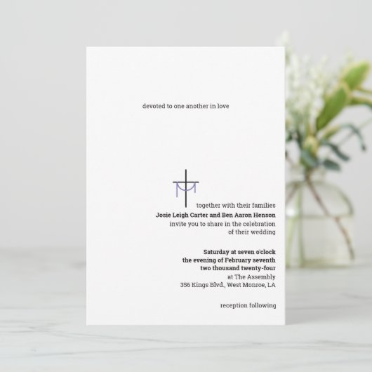 Uitnodiging voor kruis- en doopjurk bruiloft (Staand voorkant)