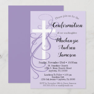 Uitnodiging voor kruisbevestiging lavender Swirl