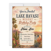 Uitnodiging voor Lake Havasu Desert Verjaardagsfee