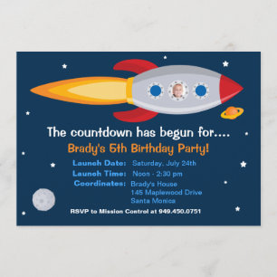 Uitnodiging voor lancering van Rocket Ship Birthda
