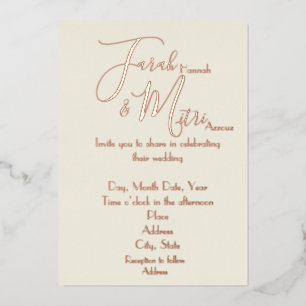 Uitnodiging voor lichte en onechte Roos Gold Foil 