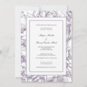 Uitnodiging voor lila en grijze botanische bruilof (Voorkant)