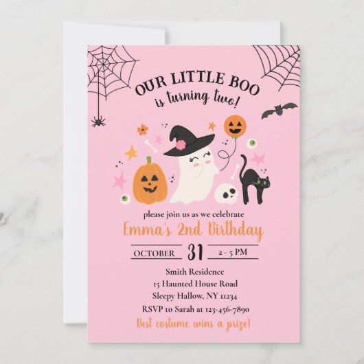 Uitnodiging voor Little Boo's 2e verjaardag Hallow (Voorkant)