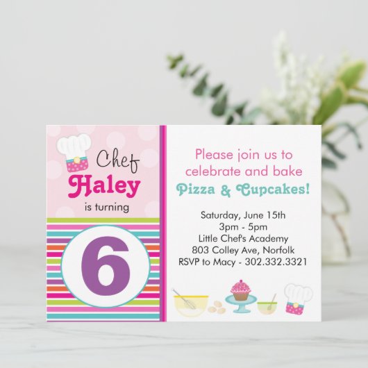 Uitnodiging voor Little Chef's Bakfeest (Staand voorkant)