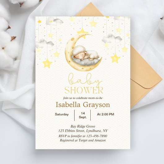 Uitnodiging voor Little Lamb Baby Girl Shower