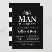 Uitnodiging voor Little Man Black & White Baby Sho (Voorkant / Achterkant)