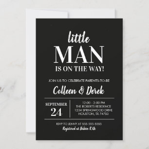 Uitnodiging voor Little Man Black & White Baby Sho