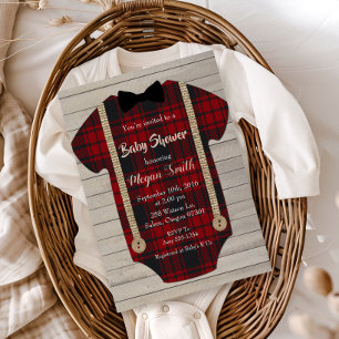 Uitnodiging voor Little Man Lumberjack Boy Baby Sh