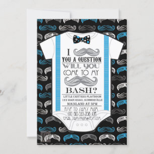 Uitnodiging voor Little Man / Snor Bash Baby Showe