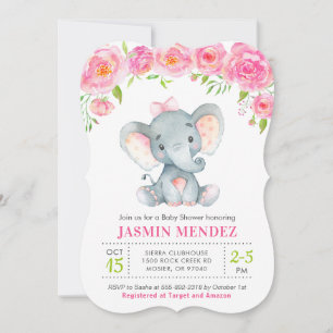 Uitnodiging voor Little Peanut Girl Elephant Baby