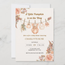 Uitnodiging voor Little Pumpkin Fall Boho Floral B