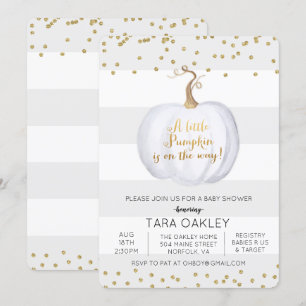 Uitnodiging voor Little Pumpkin Glitter Baby Showe