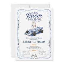 Uitnodiging voor Little Racer-wieg baby shower