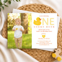 Uitnodiging voor Lucky Duck Eerste Verjaardagsfoto