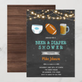 Uitnodiging voor luier en bier voor voetbal (Voorkant / Achterkant)