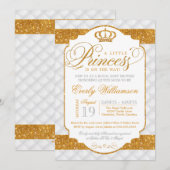 Uitnodiging voor luxe witte gouden babyshower voor (Voorkant / Achterkant)