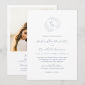 Uitnodiging voor Maankrans-huwelijksfoto met monog (Voorkant / Achterkant)