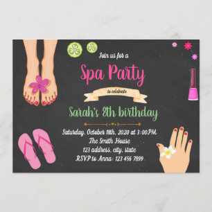 Uitnodiging voor mani pedi-spa-feestje