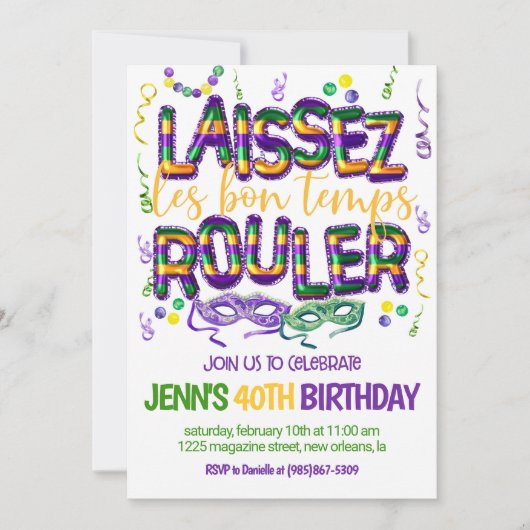 Uitnodiging voor Mardi Gras-viering (Voorkant)