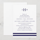 Uitnodiging voor marinemonogramhuwelijk (Voorkant / Achterkant)