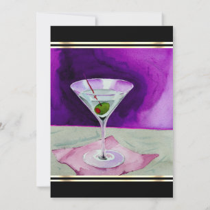 Uitnodiging voor Martini Glas met Olijf Cocktailpa