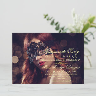 Uitnodiging voor Masquerade Quinceanera-foto