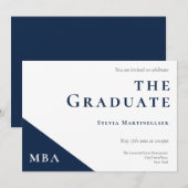 Uitnodiging voor MBA Degree Blue White Graduation (Voorkant / Achterkant)