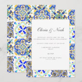 Uitnodiging voor mediterraan tegel verlovingsfeest (Voorkant / Achterkant)