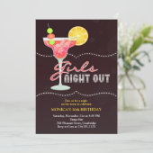 Uitnodiging voor Meidenavond Verjaardagsfeest (Staand voorkant)