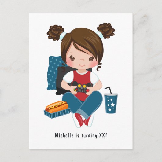 Uitnodiging voor meisjes game avond video game fee (Voorkant)