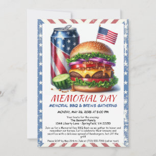Uitnodiging voor Memorial Day BBQ – Patriottische 