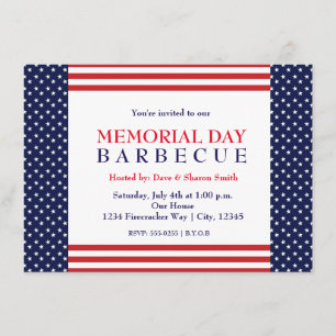 Uitnodiging voor Memorial Labor Day Barbecue-feest
