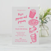 Uitnodiging voor met de hand getekende pizza popco (Staand voorkant)