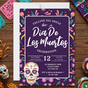 Uitnodiging voor Mexicaans feest met Dia De Los Mu