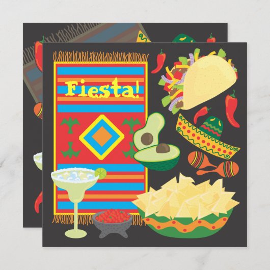 Uitnodiging voor Mexicaanse feestdag (Voorkant / Achterkant)
