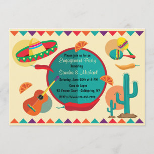 Uitnodiging voor Mexican Theme Engagement Party