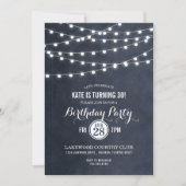 Uitnodiging voor 'Midnight String Lights Birthday (Voorkant)