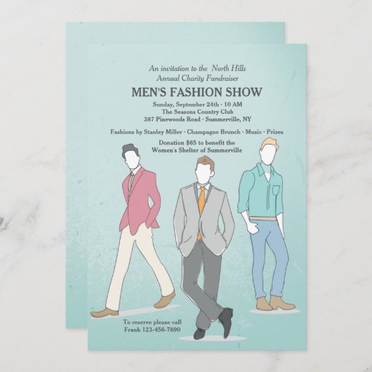 Uitnodiging voor modellen voor mannelijke Mode (Voorkant / Achterkant)