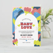 Uitnodiging voor modern Abstract Baby shower (Staand voorkant)