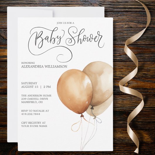 Uitnodiging voor modern ballon Baby shower