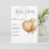 Uitnodiging voor modern ballon Baby shower (Staand voorkant)