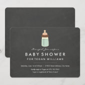 Uitnodiging voor modern krijtbord en flesje Baby s (Voorkant / Achterkant)