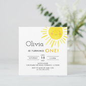 Uitnodiging voor Modern Sunshine 1e verjaardagsfee (Staand voorkant)